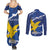 Friuli-Venezia Giulia Couples Matching Summer Maxi Dress and Long Sleeve Button Shirt Coat Of Arms Sporty Style