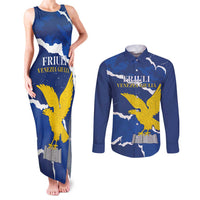 Friuli-Venezia Giulia Couples Matching Tank Maxi Dress and Long Sleeve Button Shirt Coat Of Arms Sporty Style