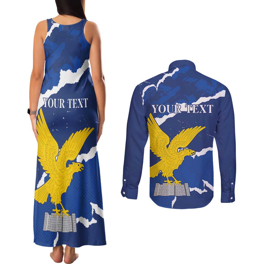 Friuli-Venezia Giulia Couples Matching Tank Maxi Dress and Long Sleeve Button Shirt Coat Of Arms Sporty Style