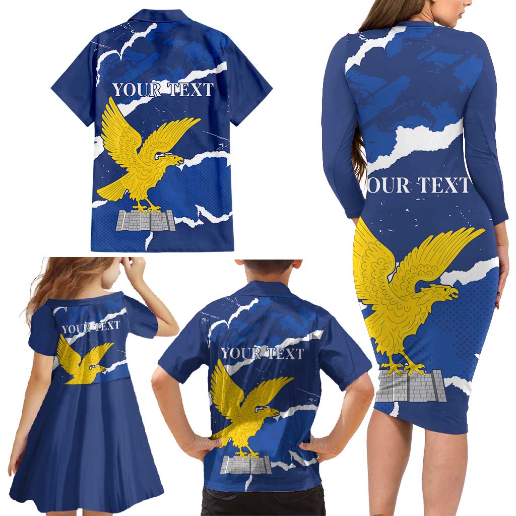 Friuli-Venezia Giulia Family Matching Long Sleeve Bodycon Dress and Hawaiian Shirt Coat Of Arms Sporty Style