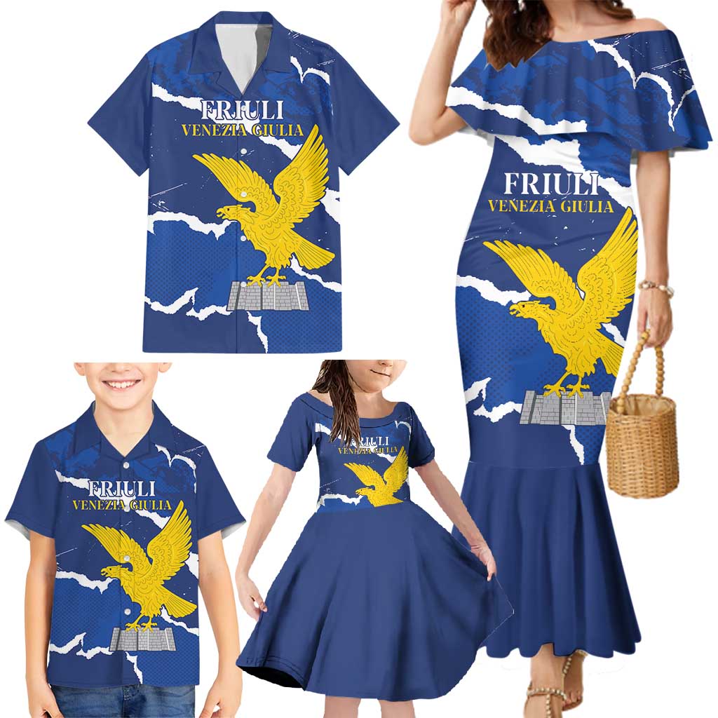 Friuli-Venezia Giulia Family Matching Mermaid Dress and Hawaiian Shirt Coat Of Arms Sporty Style