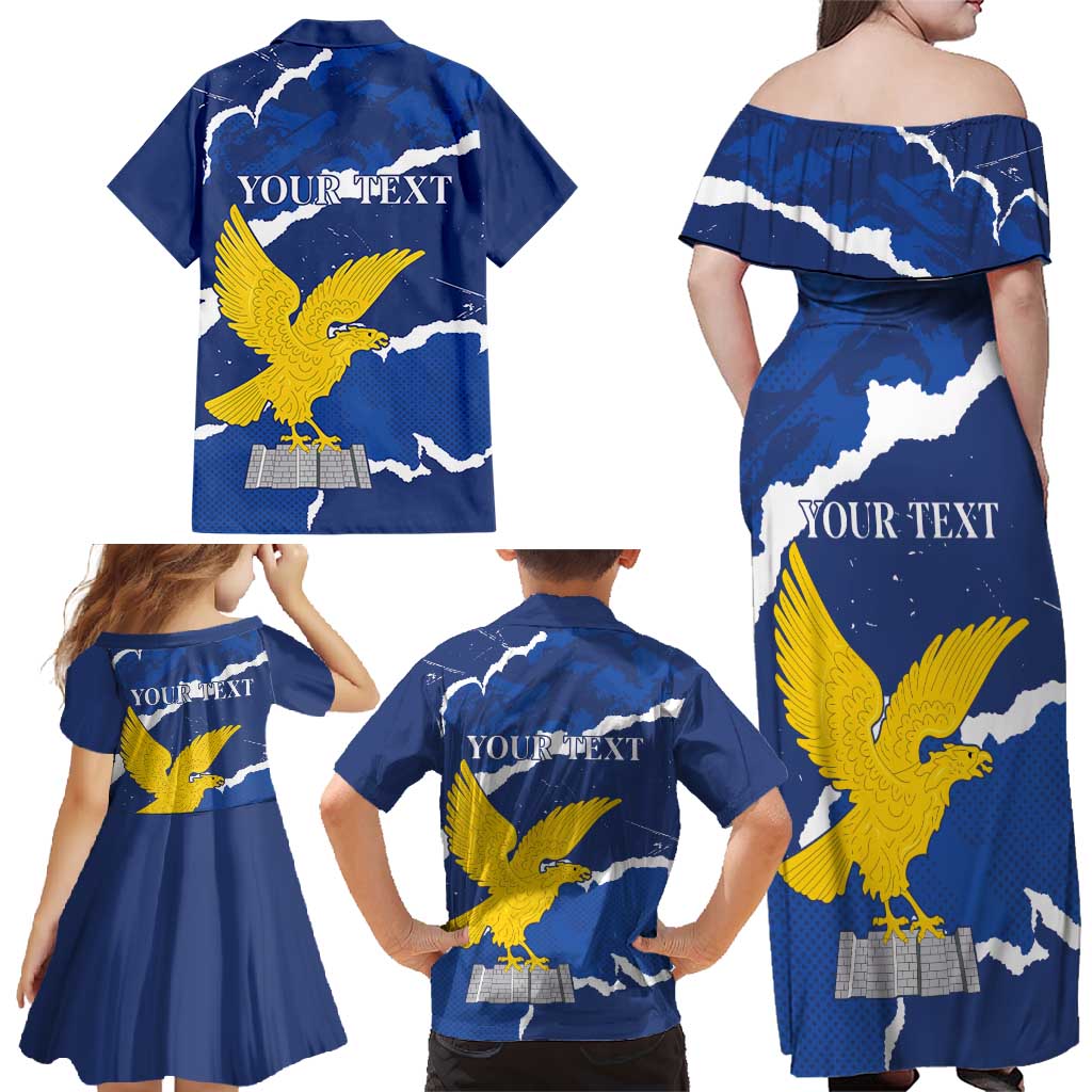 Friuli-Venezia Giulia Family Matching Off Shoulder Maxi Dress and Hawaiian Shirt Coat Of Arms Sporty Style