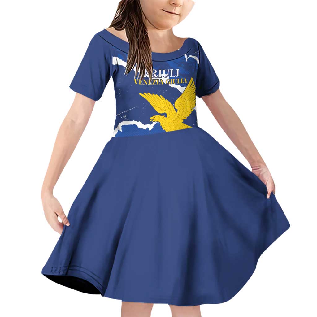 Friuli-Venezia Giulia Family Matching Off Shoulder Short Dress and Hawaiian Shirt Coat Of Arms Sporty Style