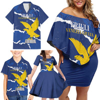 Friuli-Venezia Giulia Family Matching Off Shoulder Short Dress and Hawaiian Shirt Coat Of Arms Sporty Style