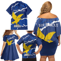 Friuli-Venezia Giulia Family Matching Off Shoulder Short Dress and Hawaiian Shirt Coat Of Arms Sporty Style