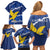 Friuli-Venezia Giulia Family Matching Off Shoulder Short Dress and Hawaiian Shirt Coat Of Arms Sporty Style