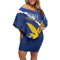 Friuli-Venezia Giulia Family Matching Off Shoulder Short Dress and Hawaiian Shirt Coat Of Arms Sporty Style
