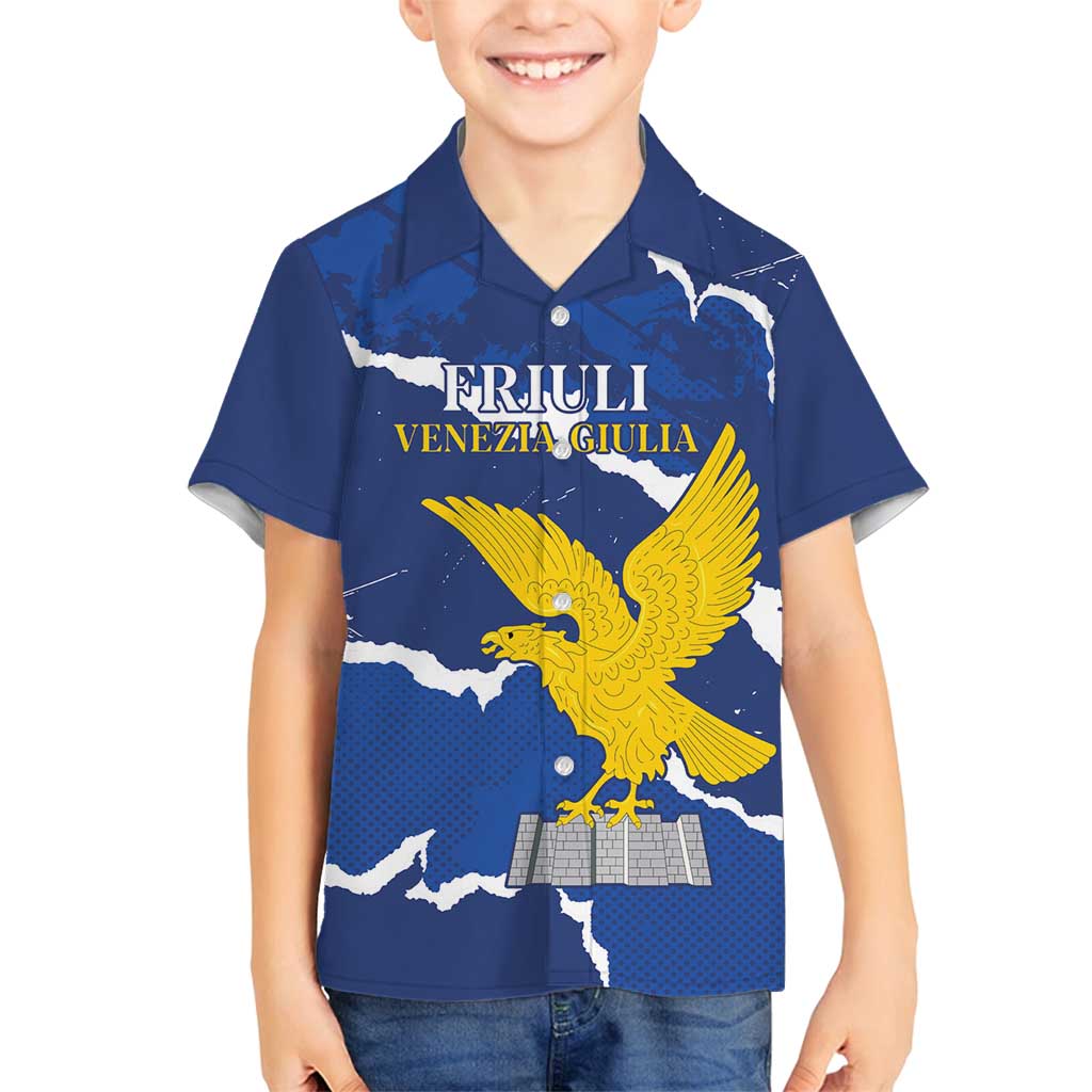 Friuli-Venezia Giulia Family Matching Off Shoulder Short Dress and Hawaiian Shirt Coat Of Arms Sporty Style