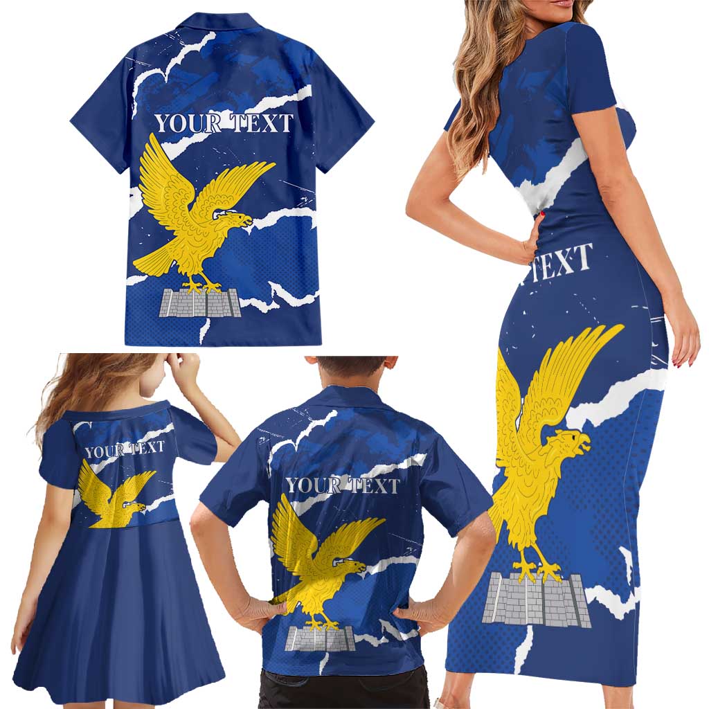 Friuli-Venezia Giulia Family Matching Short Sleeve Bodycon Dress and Hawaiian Shirt Coat Of Arms Sporty Style