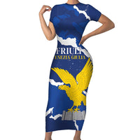 Friuli-Venezia Giulia Family Matching Short Sleeve Bodycon Dress and Hawaiian Shirt Coat Of Arms Sporty Style