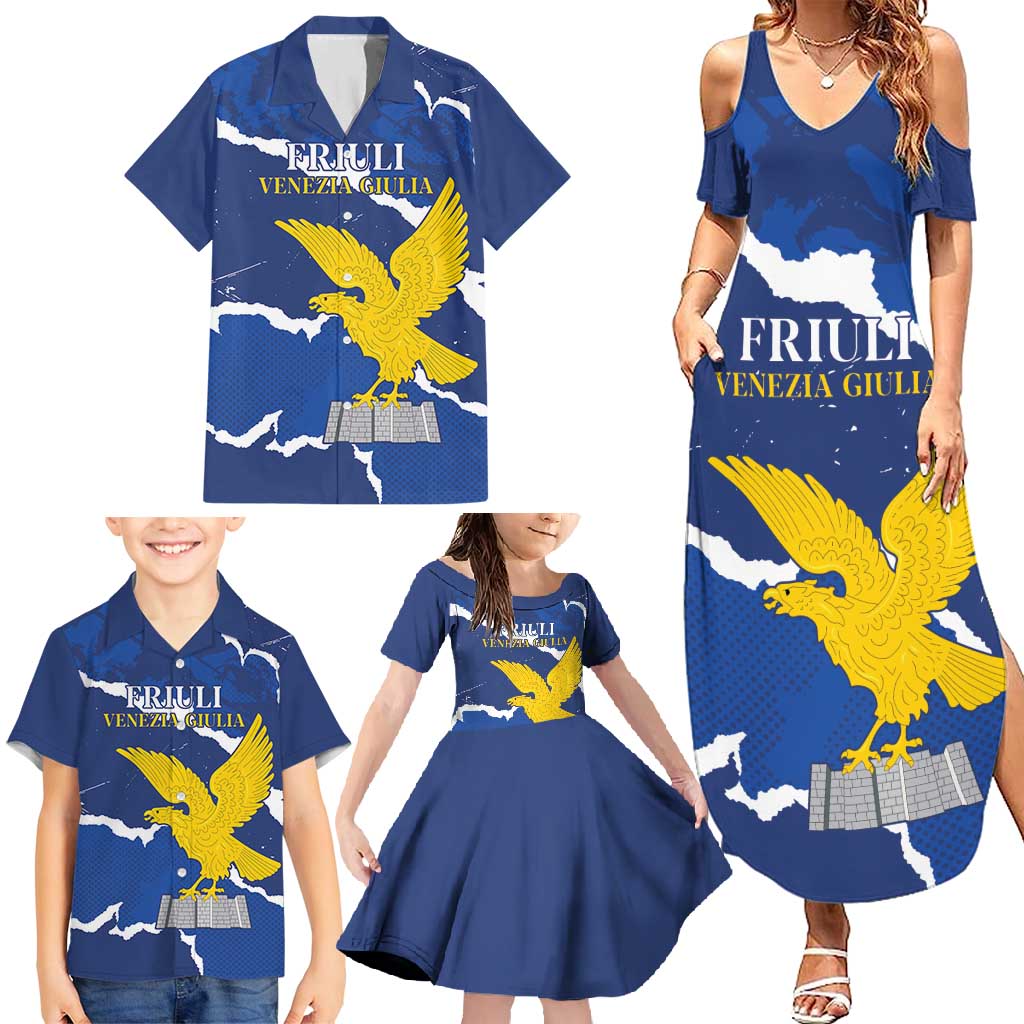 Friuli-Venezia Giulia Family Matching Summer Maxi Dress and Hawaiian Shirt Coat Of Arms Sporty Style