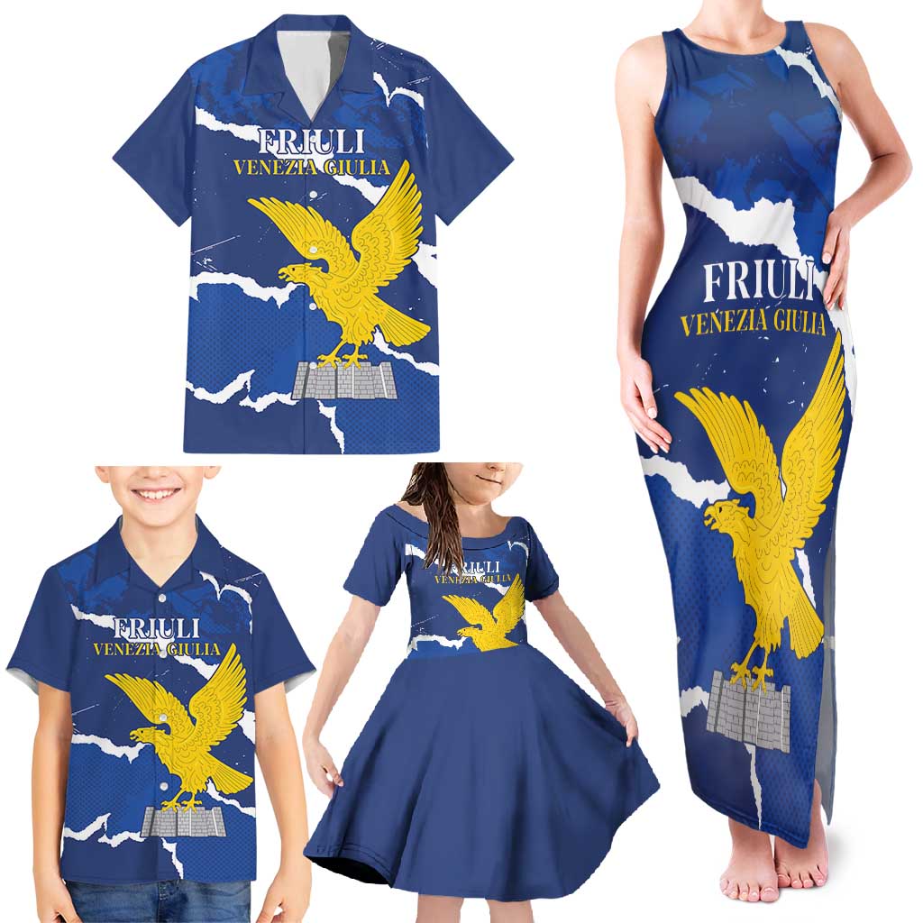 Friuli-Venezia Giulia Family Matching Tank Maxi Dress and Hawaiian Shirt Coat Of Arms Sporty Style