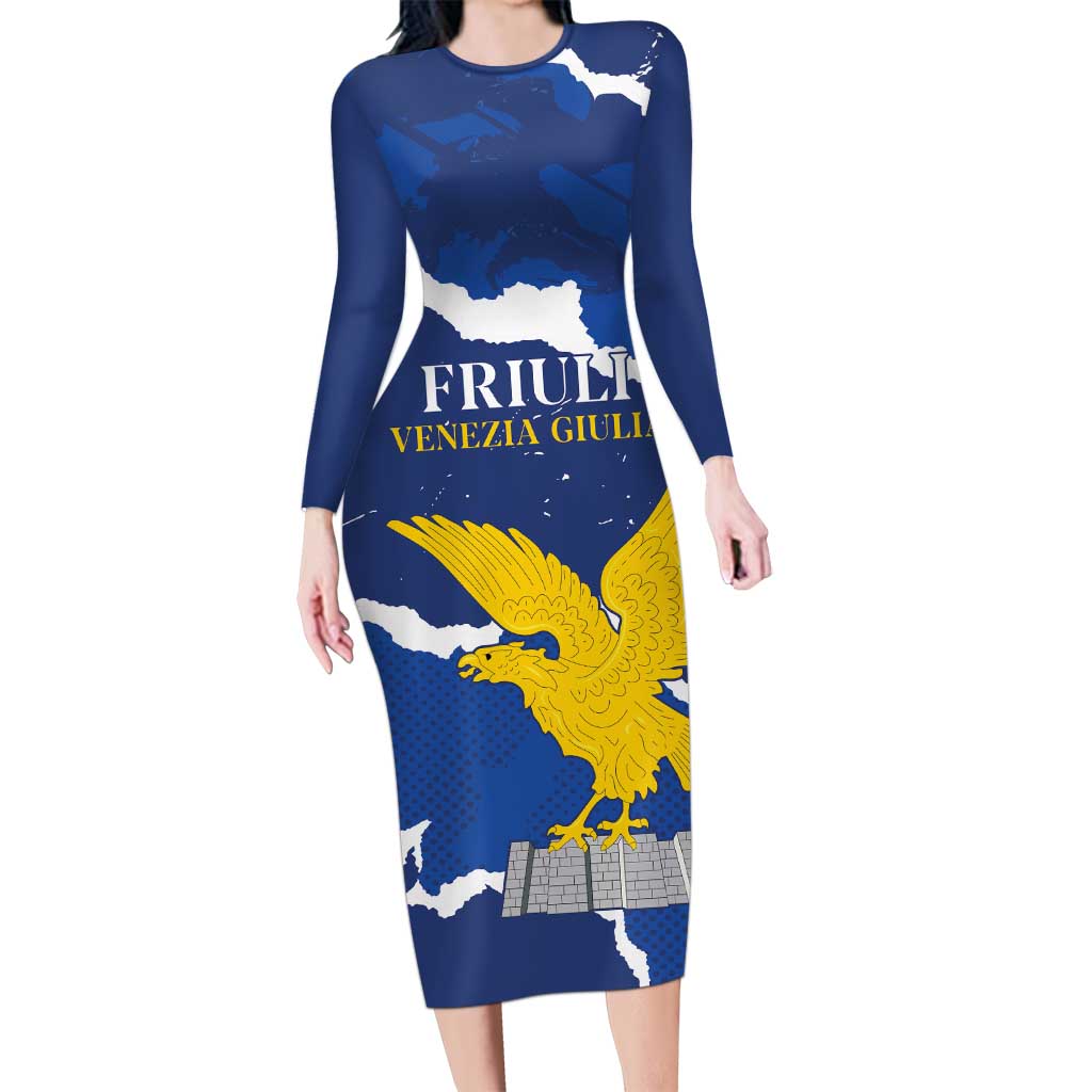 Friuli-Venezia Giulia Long Sleeve Bodycon Dress Coat Of Arms Sporty Style