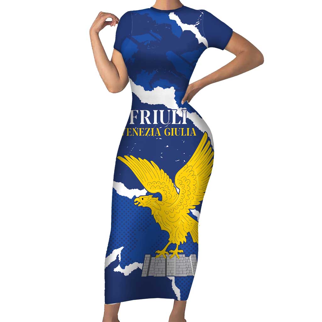 Friuli-Venezia Giulia Short Sleeve Bodycon Dress Coat Of Arms Sporty Style