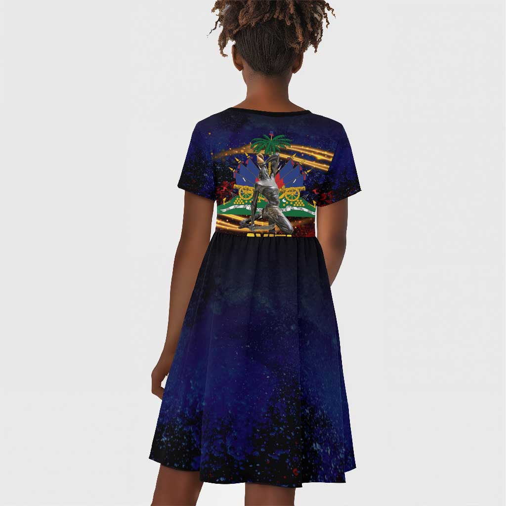 Haiti Mondyal 2026 Kid Short Sleeve Dress Proud to Be Haitian
