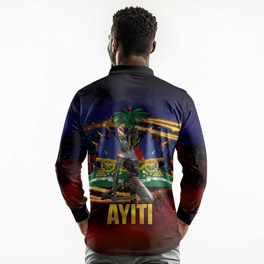 Haiti Mondyal 2026 Long Sleeve Polo Shirt Proud to Be Haitian