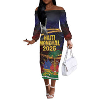 Haiti Mondyal 2026 Off The Shoulder Long Sleeve Dress Proud to Be Haitian