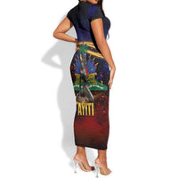 Haiti Mondyal 2026 Short Sleeve Bodycon Dress Proud to Be Haitian