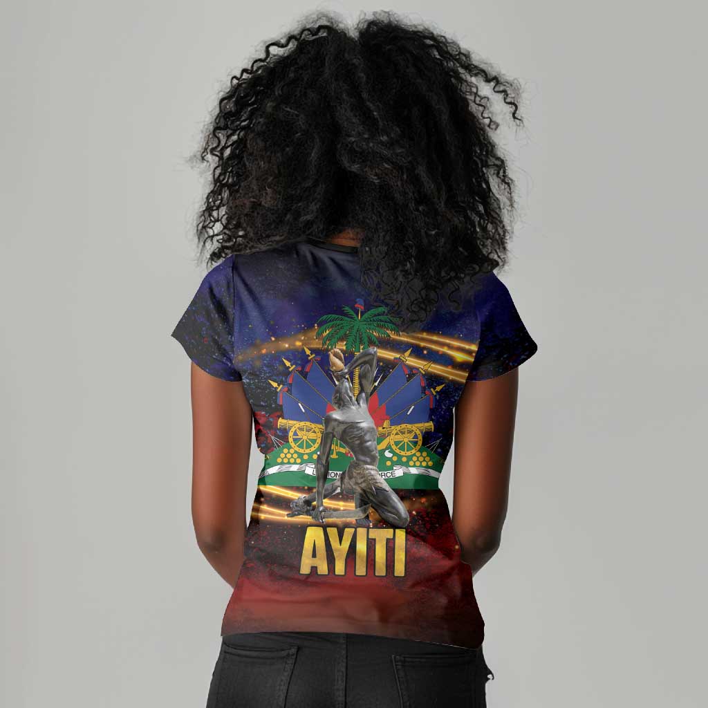 Haiti Mondyal 2026 Women V-Neck T-Shirt Proud to Be Haitian
