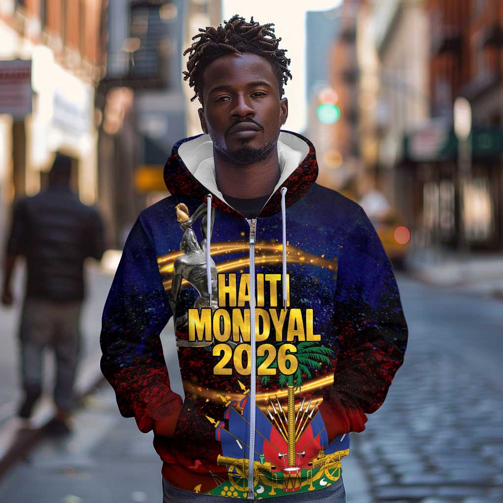 Haiti Mondyal 2026 Zip Hoodie Proud to Be Haitian