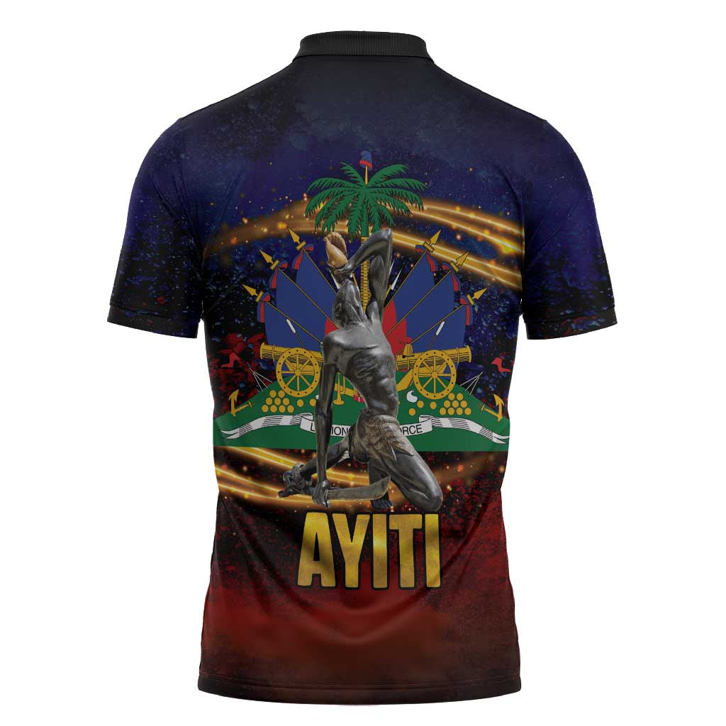 Haiti Mondyal 2026 Zipper Polo Shirt Proud to Be Haitian