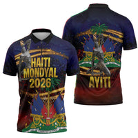Haiti Mondyal 2026 Zipper Polo Shirt Proud to Be Haitian