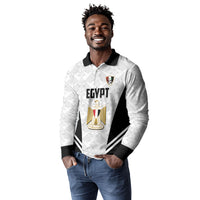 Custom Egypt Football Long Sleeve Polo Shirt 2026 Glory Run White Edition