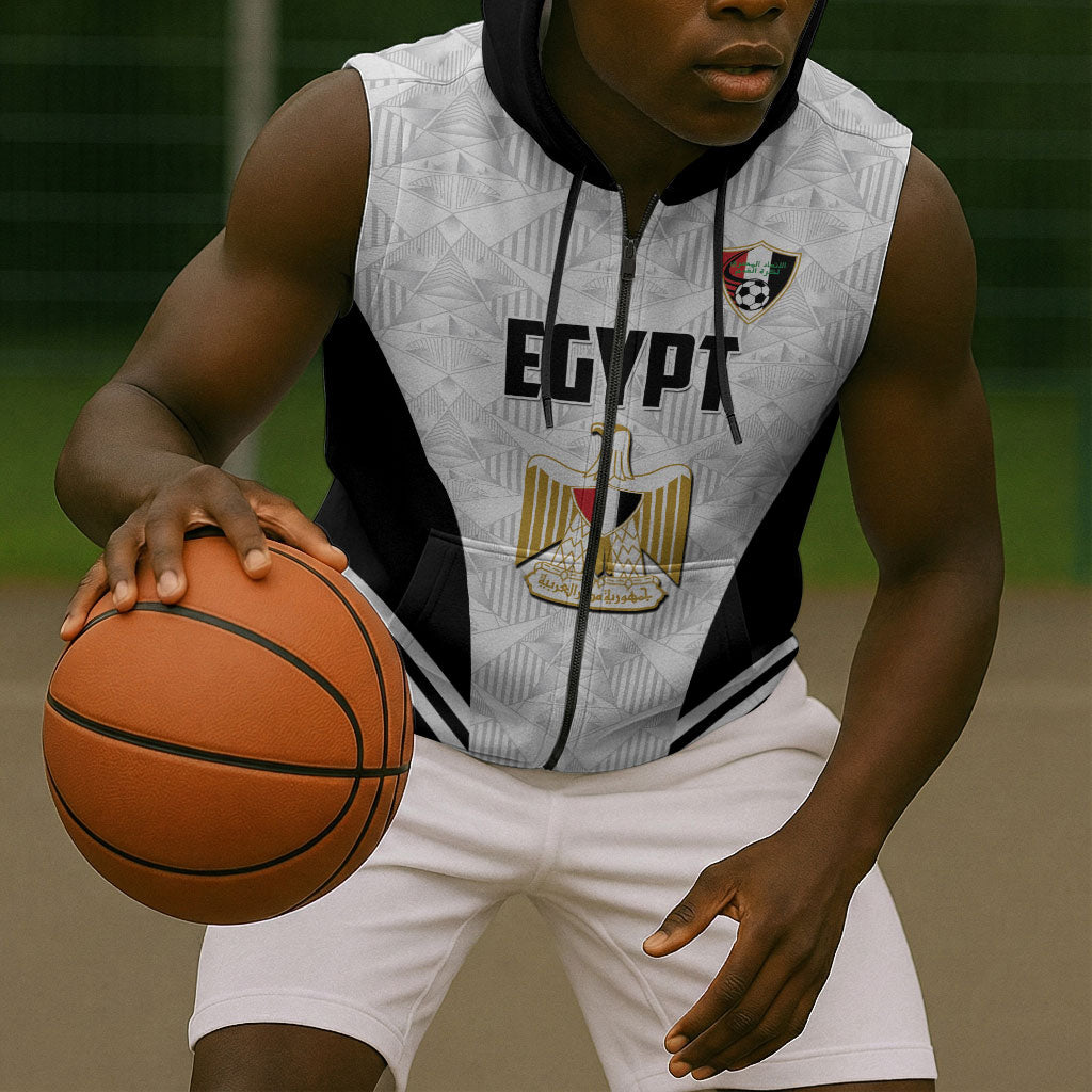Custom Egypt Football Sleeveless Zip Hoodie 2026 Glory Run White Edition