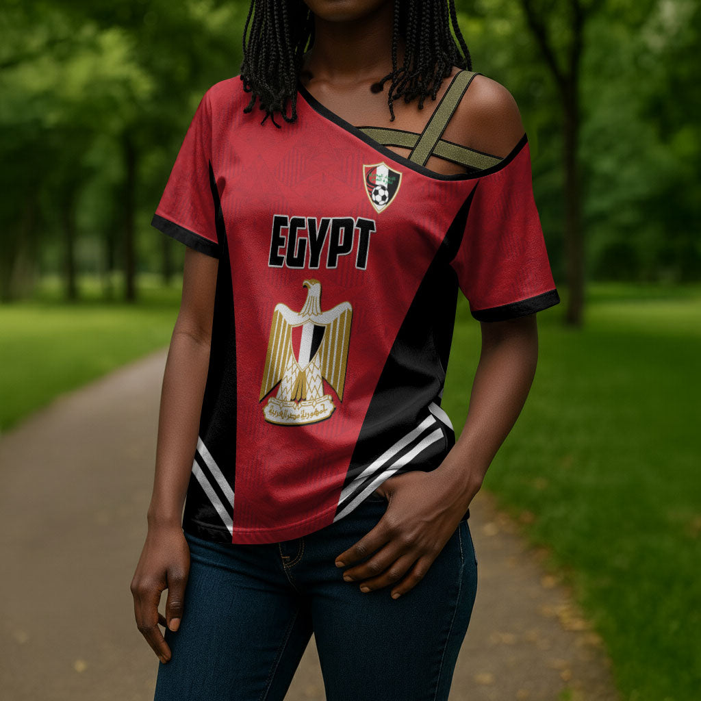 Custom Egypt Football Cross Shoulder Shirt 2026 Glory Run Red Edition