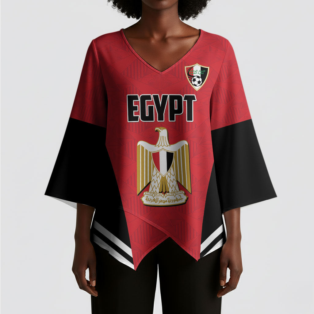 Custom Egypt Football Kimono Sleeve Blouse 2026 Glory Run Red Edition