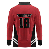 Custom Egypt Football Long Sleeve Polo Shirt 2026 Glory Run Red Edition