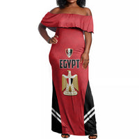 Custom Egypt Football Off Shoulder Maxi Dress 2026 Glory Run Red Edition