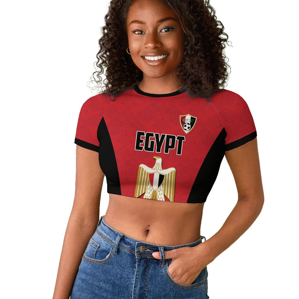 Custom Egypt Football Raglan Cropped T shirt 2026 Glory Run Red Edition