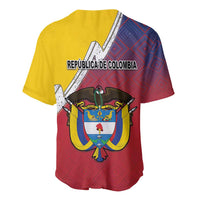 Colombia Coat Of Arms Baseball Jersey With Flag Style And Folk Pattern - Wonder Print Shop