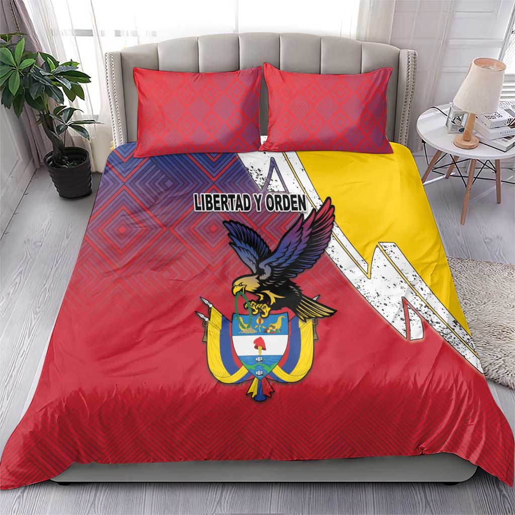 Colombia Coat Of Arms Bedding Set With Flag Style And Folk Pattern - Wonder Print Shop