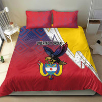 Colombia Coat Of Arms Bedding Set With Flag Style And Folk Pattern - Wonder Print Shop