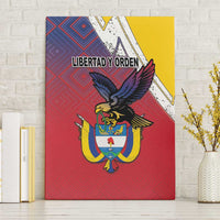 Colombia Coat Of Arms Canvas Wall Art With Flag Style And Folk Pattern - Wonder Print Shop