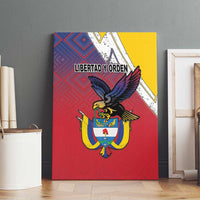 Colombia Coat Of Arms Canvas Wall Art With Flag Style And Folk Pattern - Wonder Print Shop