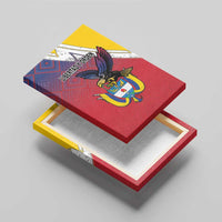 Colombia Coat Of Arms Canvas Wall Art With Flag Style And Folk Pattern - Wonder Print Shop