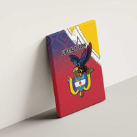 Colombia Coat Of Arms Canvas Wall Art With Flag Style And Folk Pattern - Wonder Print Shop
