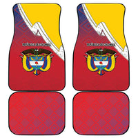 Colombia Coat Of Arms Car Mats With Flag Style And Folk Pattern - Wonder Print Shop