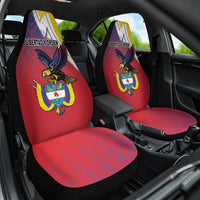 Colombia Coat Of Arms Car Seat Cover With Flag Style And Folk Pattern - Wonder Print Shop