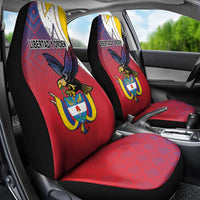 Colombia Coat Of Arms Car Seat Cover With Flag Style And Folk Pattern - Wonder Print Shop