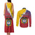Colombia Coat Of Arms Couples Matching Tank Maxi Dress and Long Sleeve Button Shirt With Flag Style And Folk Pattern - Wonder Print Shop