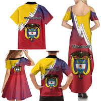 Colombia Coat Of Arms Family Matching Summer Maxi Dress and Hawaiian Shirt With Flag Style And Folk Pattern - Wonder Print Shop