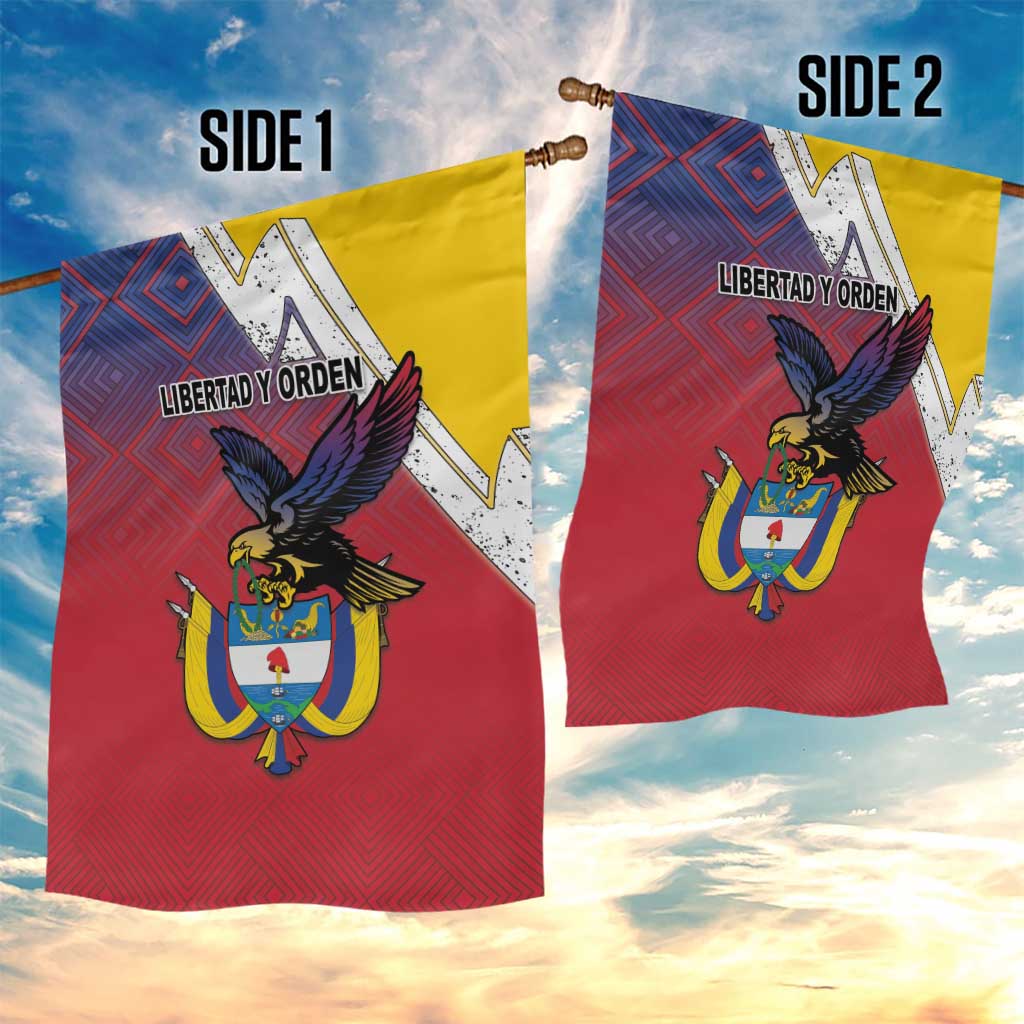 Colombia Coat Of Arms Garden Flag With Flag Style And Folk Pattern - Wonder Print Shop