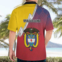 Colombia Coat Of Arms Hawaiian Shirt With Flag Style And Folk Pattern - Wonder Print Shop