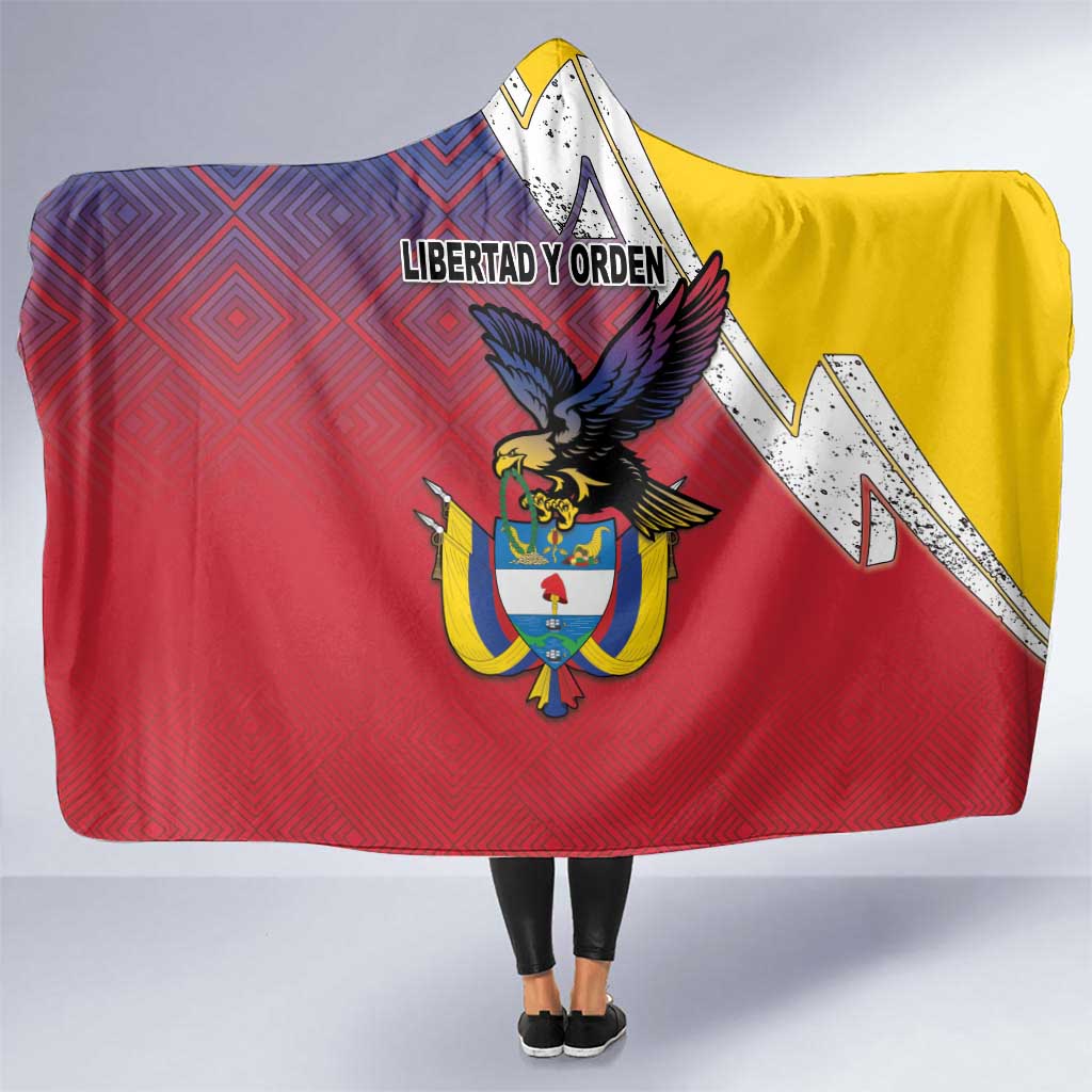 Colombia Coat Of Arms Hooded Blanket With Flag Style And Fork Partern