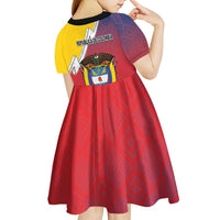 Colombia Coat Of Arms Kid Short Sleeve Dress With Flag Style And Folk Pattern - Wonder Print Shop