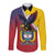 Colombia Coat Of Arms Long Sleeve Button Shirt With Flag Style And Folk Pattern - Wonder Print Shop